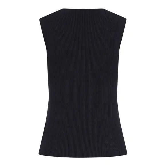 Roberto Collina Women Sleeveless Top In Vertical Ribbed Knit
